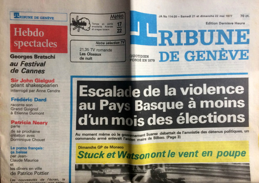 La tribune de Genève 21 mai 1977