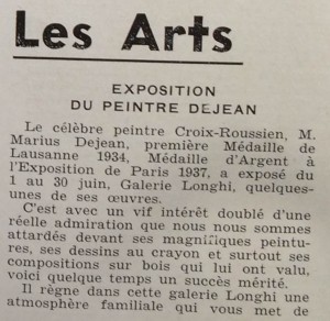 Le Mois à Lyon juillet 1939 expo Dejean texte Dard