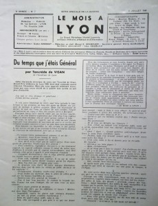 Le Mois à Lyon juillet 1940 éditorial