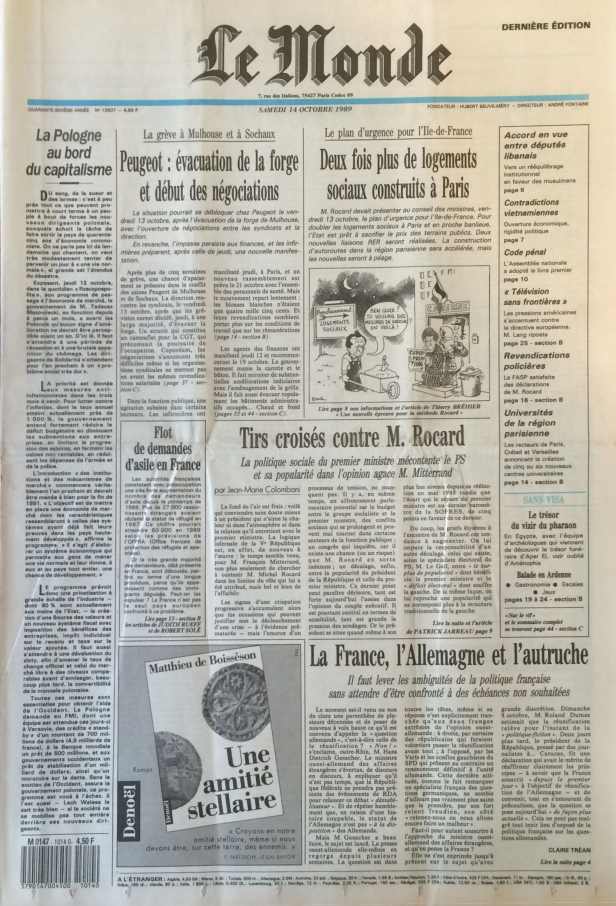 Le Monde 14 octobre 1989