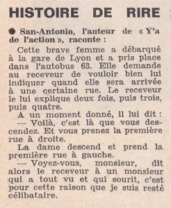 Informations Fleuve Noir n°28 avril 1967 histoire drole