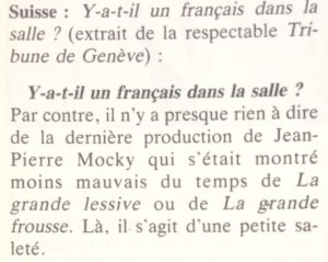Le film français n°2295 critique Tribune de Genève