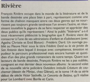 La lettre de Dargaud n°48 article sur Rivière