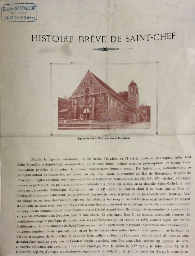 Histoire breve de Saint Chef