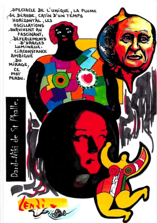 CPM LARDIE Jihel LENZI Frédéric DARD San Antonio Niki de Saint Phalle tirage signé numéroté en 30 exemplaires