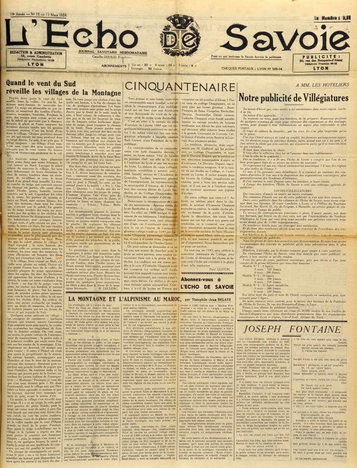 L'Echo de Savoie 11 mars 1939