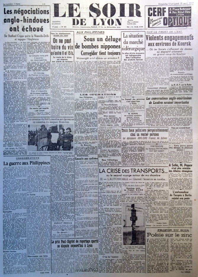 Le Soir de Lyon n°649 12 et 13 avril 1942 a