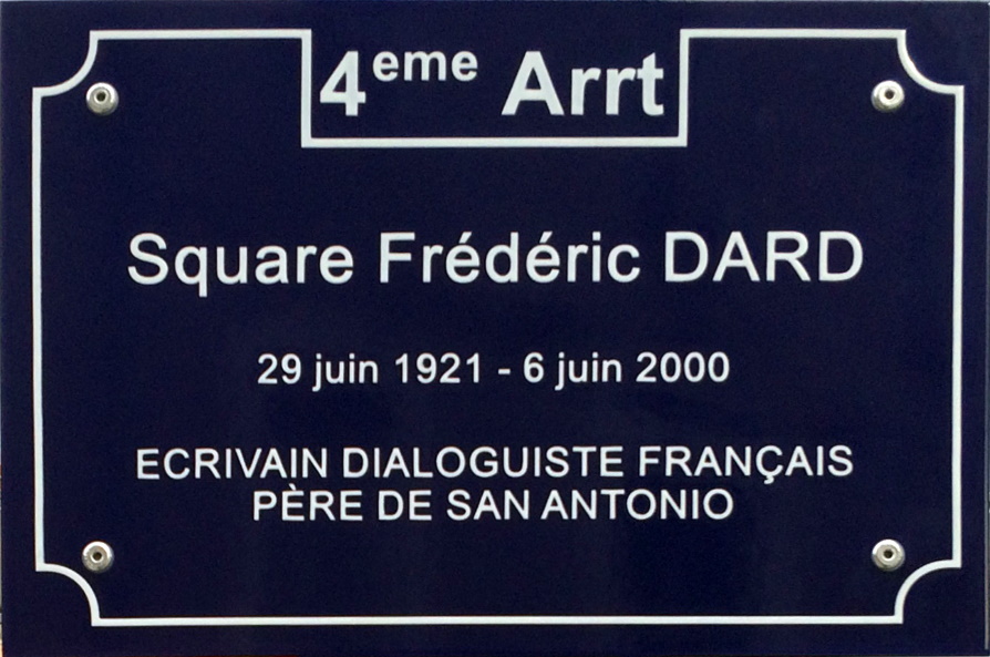 Plaque square Frédéric Dard à Lyon